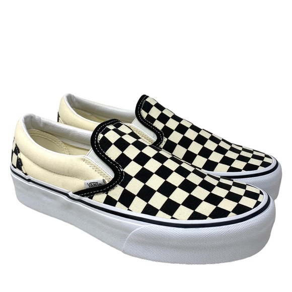 VANS Classic Slip On Platform Canvas Check Women's Black Shoes Skate VN00018EBWW - Picture 2 of 9